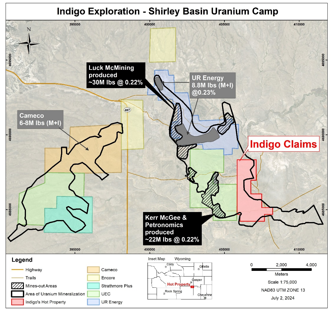 Figure 1 Shirley Basin Uranium Project Map 040724